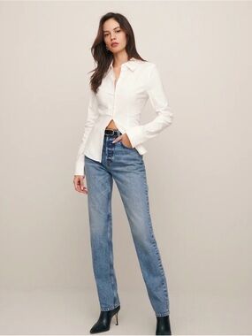 Reformation Camille Rowe Mid Rise Relaxed Straight Jeans size 26
